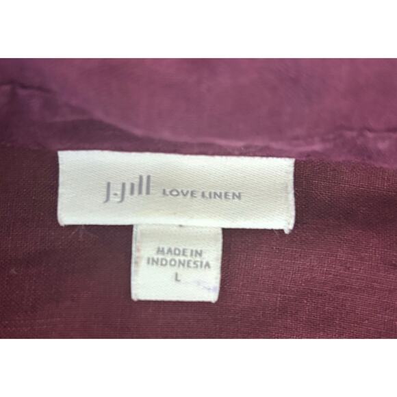 J.‎ Jill Love Linen Button Up Shirt Womens Large Burgundy Resort Cruise Beach - Picture 5 of 5